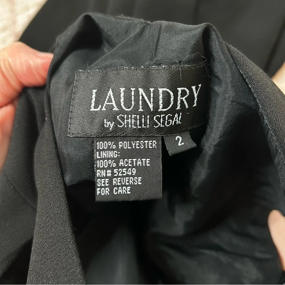 Vintage 90's Laundry By Shelli Segal Black Mini Dress Keyhole Back LBD Size 2 - Picture 3 of 11